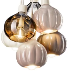 Ferroluce Moderne Pendelleuchten-Hängelampe mit 6 Elementen aus Keramik und Glas, hergestellt in Italien – Afoxe