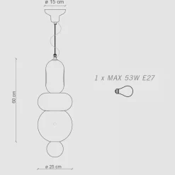 Ferroluce Moderne Pendelleuchten-Hängelampe mit 3 Elementen unterschiedlicher Form, hergestellt in Italien – Bumbum