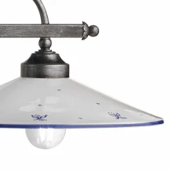 Ferroluce Pendelleuchten Vintage-Hängelampe mit 2 Lichtern in handbemalter Keramik und Eisendesign - Asti