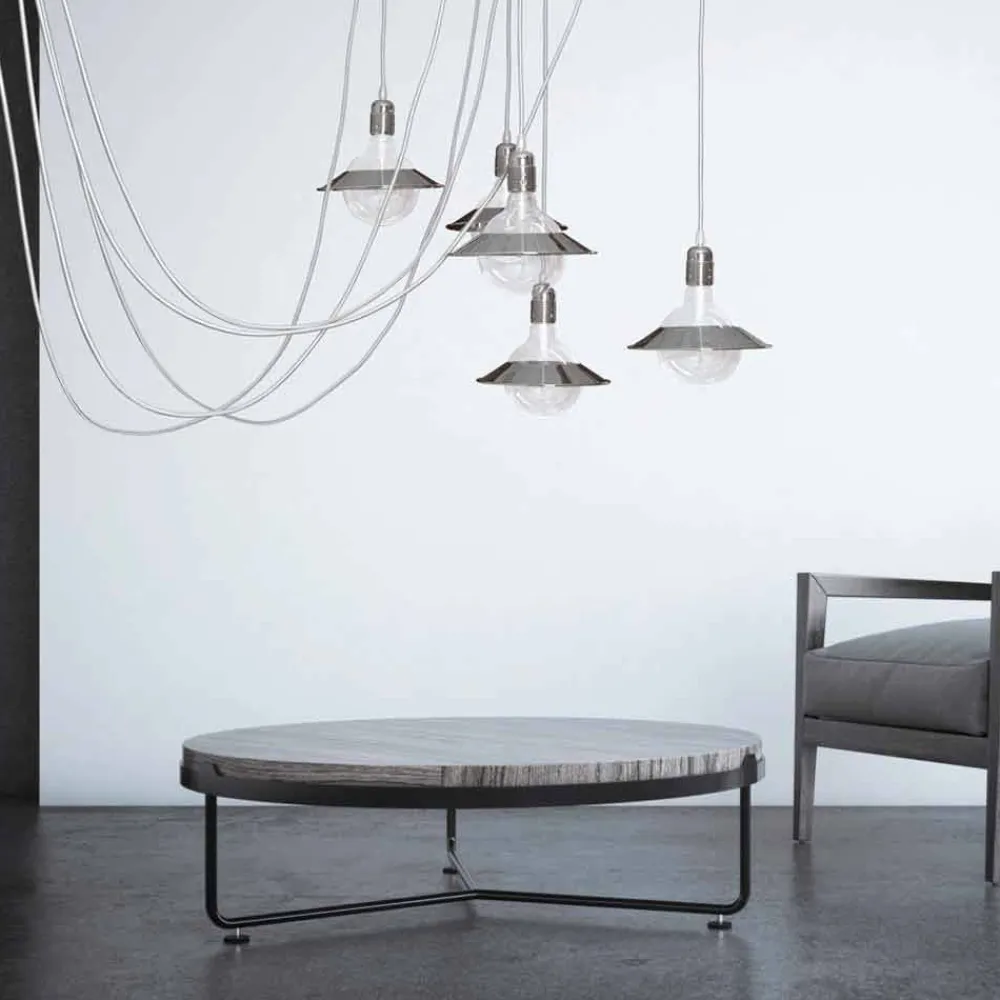 Viadurini by Sideform Moderne Kronleuchter-Hängelampe mit 5 Lichtern in modernem Design Chrome