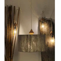 Viadurini by Sideform Moderne Kronleuchter-Hängelampe mit 4 Lichtern und Holzelement Bois