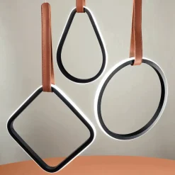 Viadurini Lighting Moderne Pendelleuchten-Hängelampe mit geometrischen Formen und Details aus Kunstleder – Zypresse