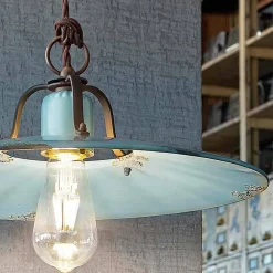 Ferroluce Pendelleuchten Vintage-Hängelampe verstellbar im Country Stil Sally