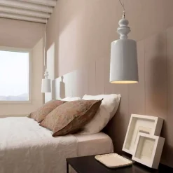 Viadurini Lighting Designer Pendelleuchten-Hängelampenschirm in glänzend weißer Keramik - Cadabra