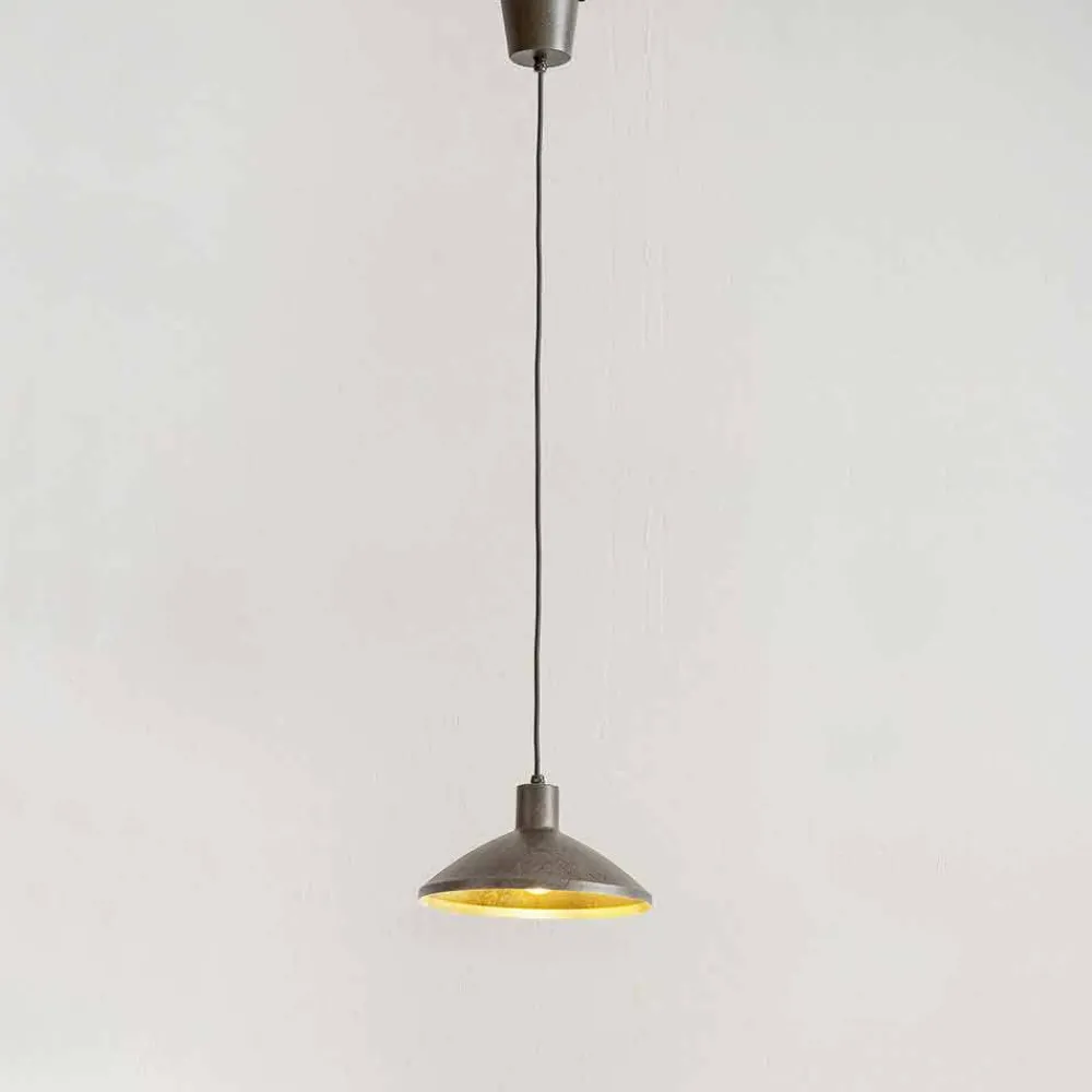 Aldo Bernardi Moderne Pendelleuchten-Hängeleuchte aus antikem Stahl Durchmesser 310 mm – Materia