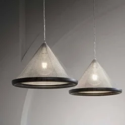 Aldo Bernardi Designer Pendelleuchten-Hängeleuchte aus Edelstahl und Keramik – Tamiso