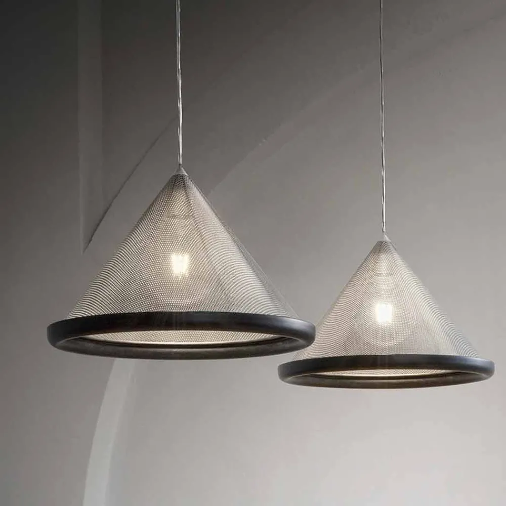 Aldo Bernardi Designer Pendelleuchten-Hängeleuchte aus Edelstahl und Keramik – Tamiso