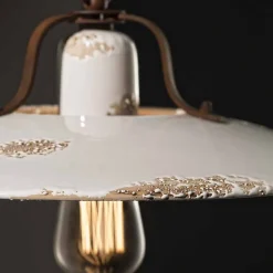 Ferroluce Pendelleuchten Vintage-Hängeleuchte aus Keramik und Metall Country Emily