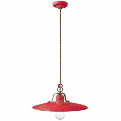 Ferroluce Pendelleuchten Vintage-Hängeleuchte aus Keramik und Metall Country Emily