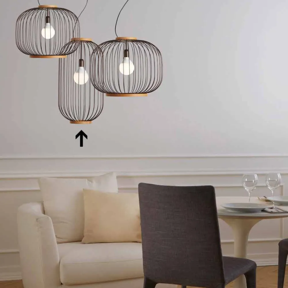 Viadurini Lighting Designer Pendelleuchten-Hängeleuchte aus Stahl Durchmesser 35xH70xL.Katalog cm Bibiana