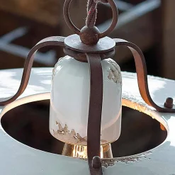 Ferroluce Pendelleuchten Vintage-Hängeleuchte Country aus Keramik und Metall Sara