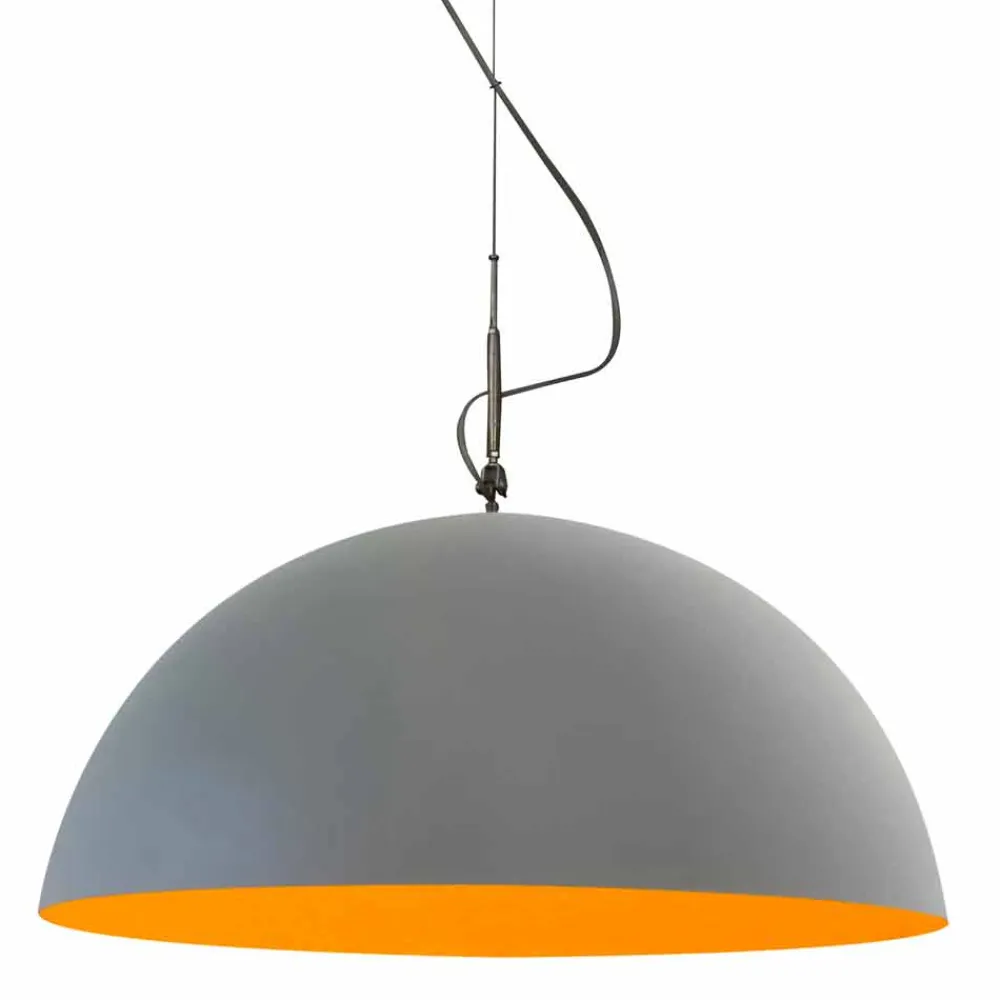 In-es.artdesign Moderne Pendelleuchten-Hängeleuchte Design-Lampe Mezza Luna Cement paint