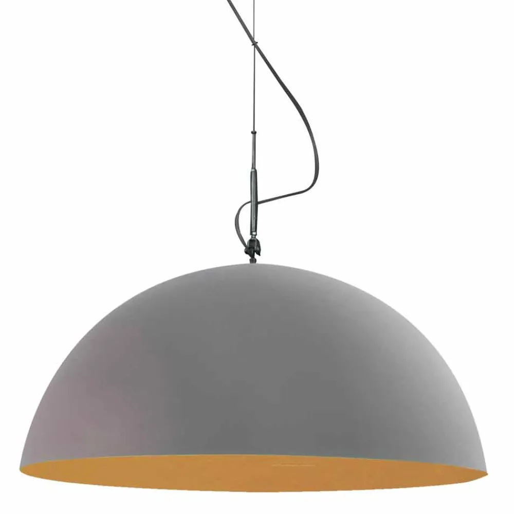 In-es.artdesign Moderne Pendelleuchten-Hängeleuchte Design-Lampe Mezza Luna Cement paint