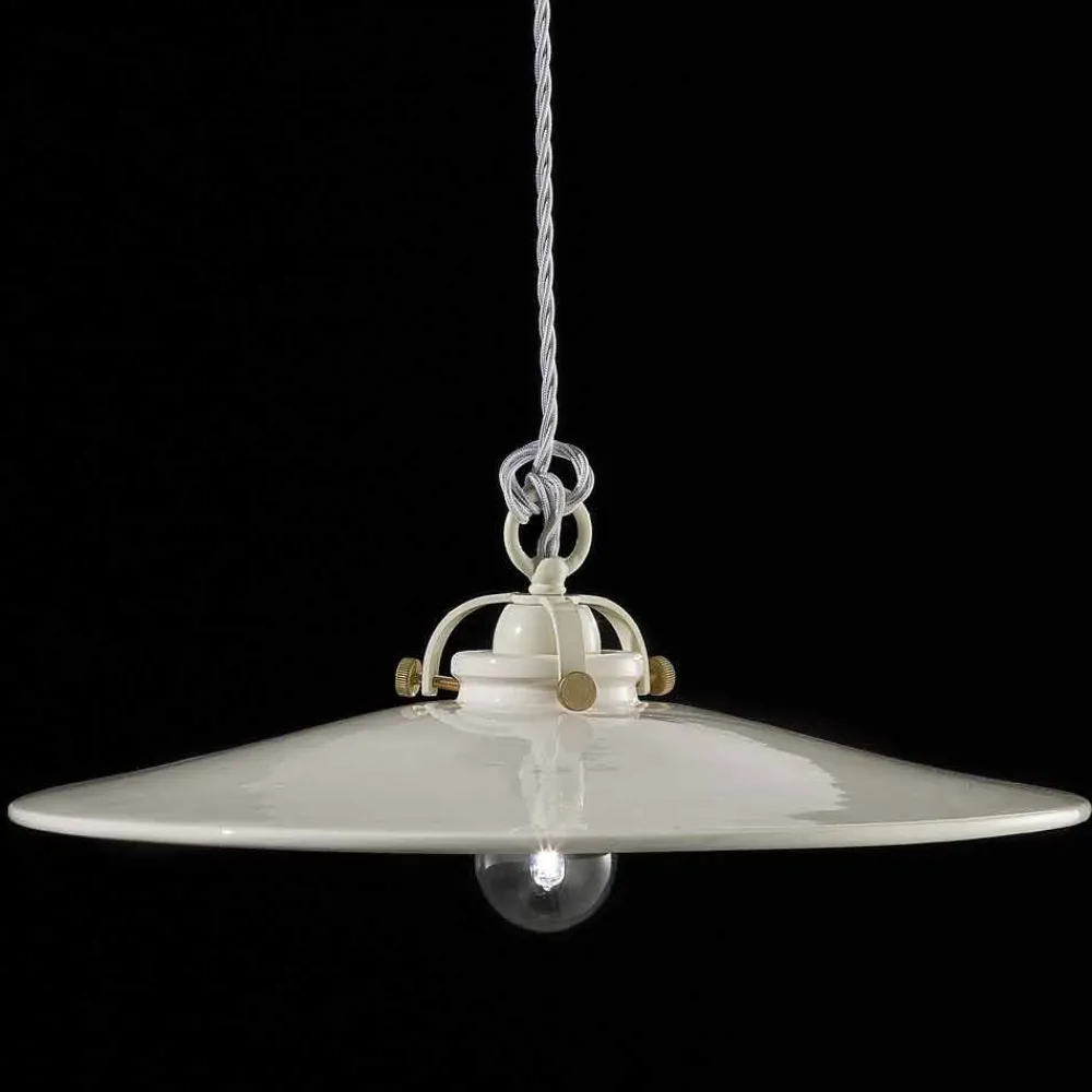 Ferroluce Pendelleuchten Shabby Chic-Hängeleuchte im Vintage Design aus Keramik Betty