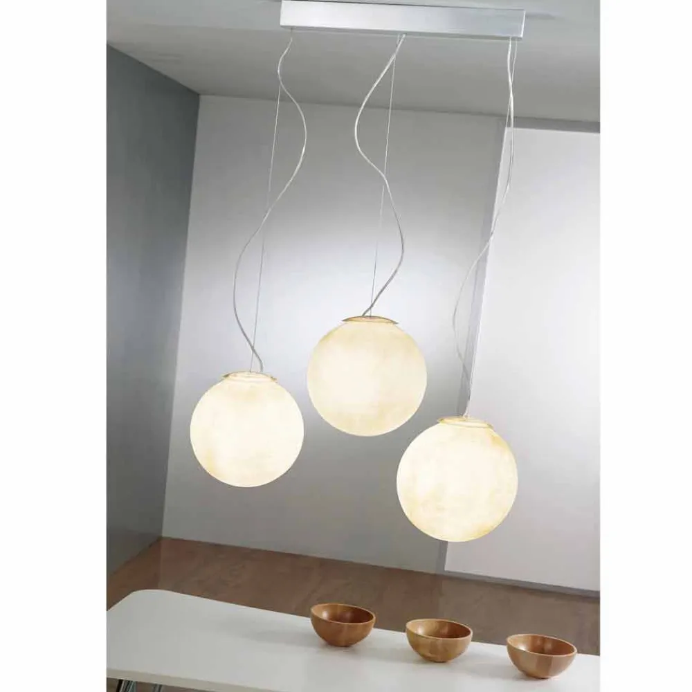 In-es.artdesign Moderne Pendelleuchten-Hängeleuchte Tre Lune aus Nebulite