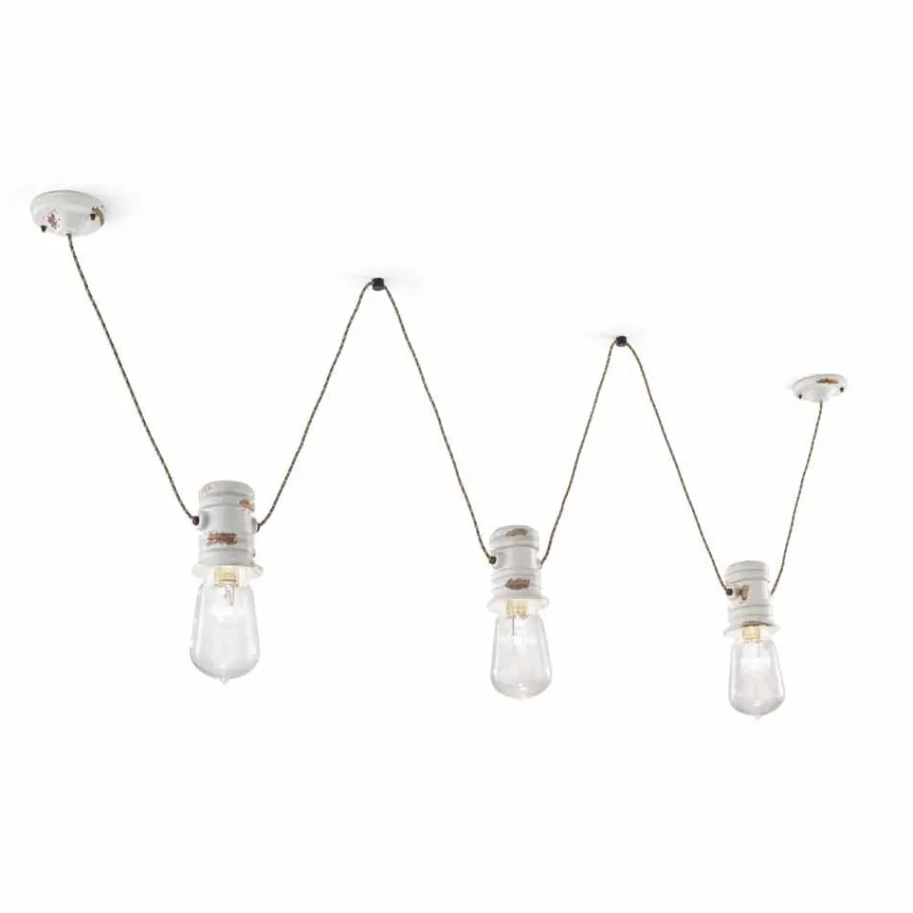 Ferroluce Vintage Kronleuchter-Hängeleuchte 3-Strahler Jayda