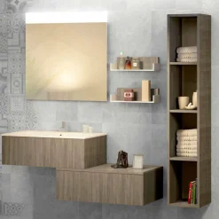 Viadurini Bathroom Badmöbel Hängend-Hängende Badezimmerkomposition aus Mineralmarmor und Fenix made in Italy, Forlì