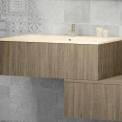 Viadurini Bathroom Badmöbel Hängend-Hängende Badezimmerkomposition aus Mineralmarmor und Fenix made in Italy, Forlì