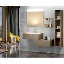 Viadurini Bathroom Badmöbel Hängend-Hängende Badezimmerkomposition aus Mineralmarmor und Fenix made in Italy, Forlì
