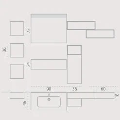 Viadurini Bathroom Badmöbel Hängend-Hängende Badezimmerkomposition aus rauchgrauem Fenix, hergestellt in Italien, Neapel