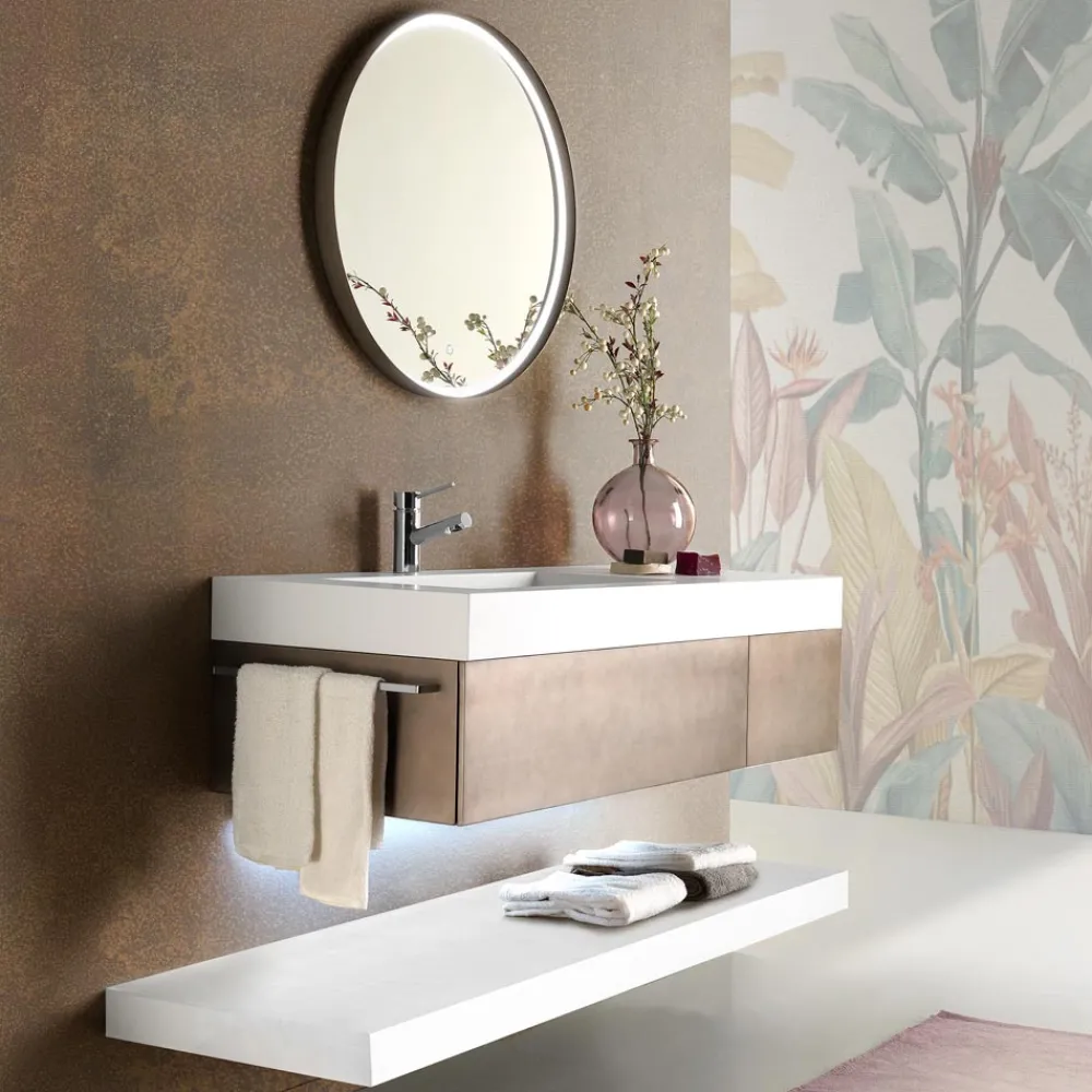 Viadurini Bathroom Badmöbel Hängend-Hängende Badezimmermöbel aus Metall, MDF-Holz und Stonelight Made in Italy - Renga