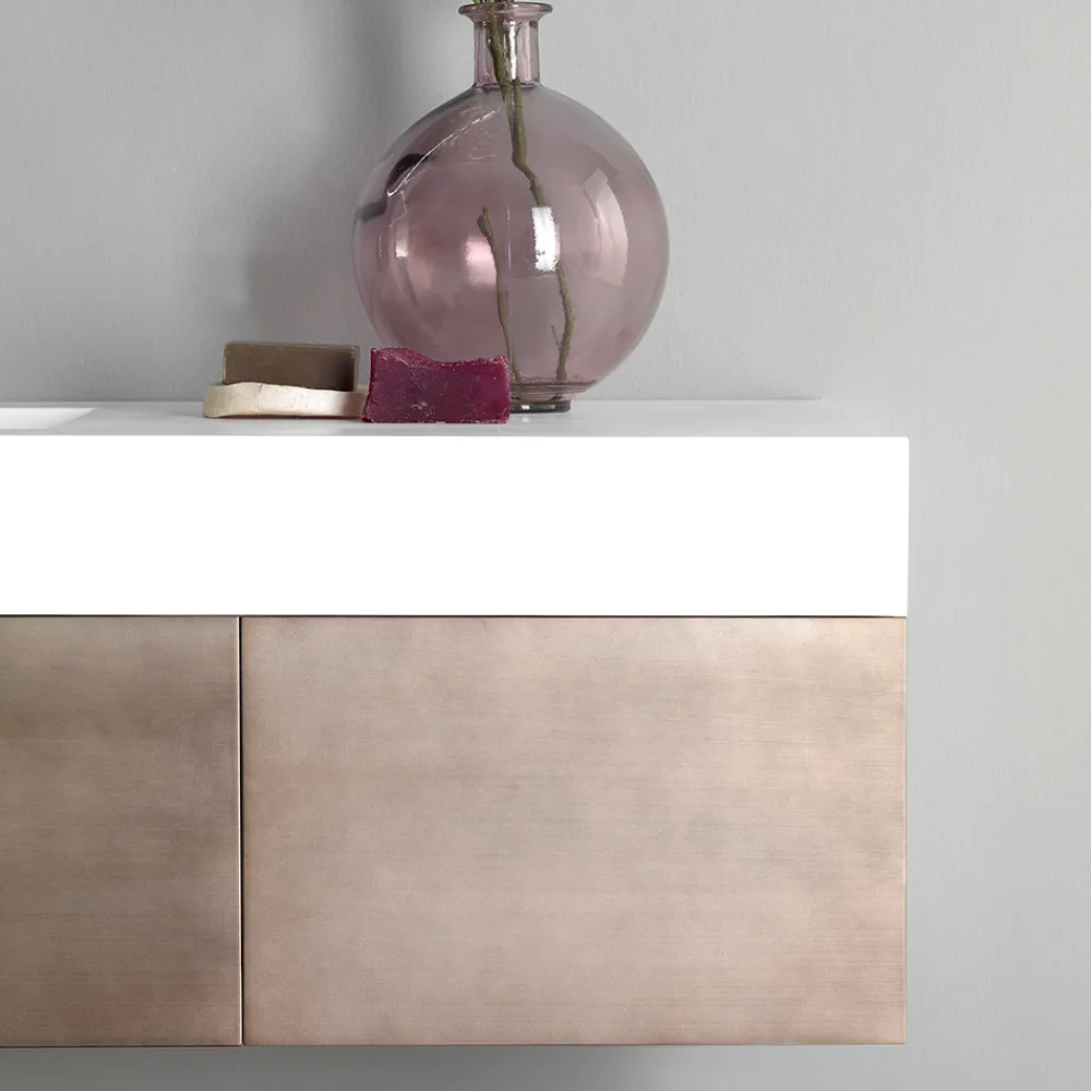 Viadurini Bathroom Badmöbel Hängend-Hängende Badezimmermöbel aus Metall, MDF-Holz und Stonelight Made in Italy - Renga