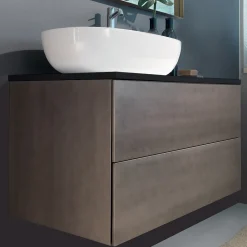 Viadurini Bathroom Badmöbel Hängend-Hängende Badezimmermöbel aus Holz, Metall und Keramik B96 cm, Edel - Renga