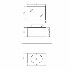 Viadurini Bathroom Badmöbel Hängend-Hängende Badezimmermöbel aus Holz, Metall und Keramik B96 cm, Edel - Renga