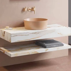 Viadurini Bathroom Badmöbel Hängend-Hängende Badezimmermöbel Komposition 3 aus hochwertigem Gres und Vetrochina - Rametina