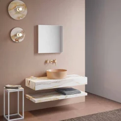 Viadurini Bathroom Badmöbel Hängend-Hängende Badezimmermöbel Komposition 3 aus hochwertigem Gres und Vetrochina - Rametina