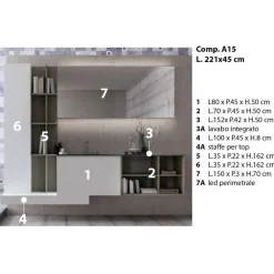 Viadurini Bathroom Badmöbel Hängend-Hängende Badezimmermöbel-Komposition mit modernem Design Made in Italy - Callisi15