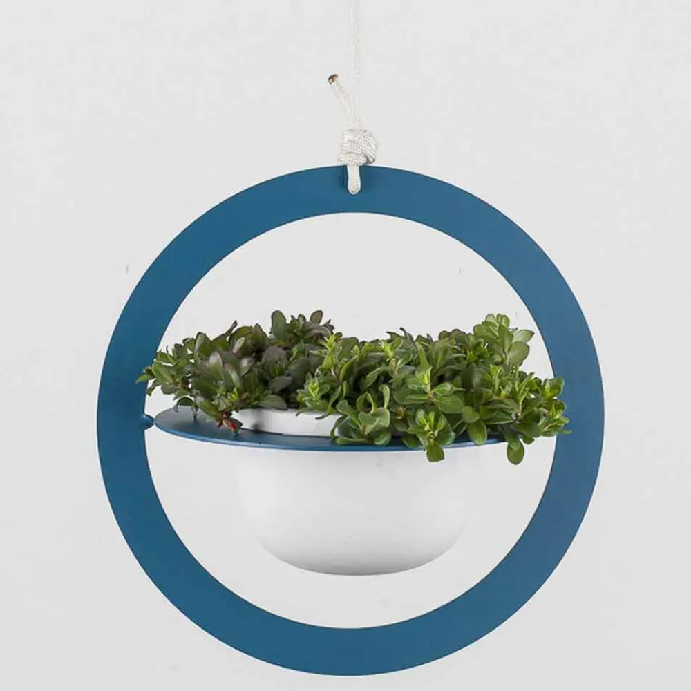 Viadurini Living Deko Vasen-Hängende Blumenvase aus Stahl und Keramik Made in Italy - Leotta