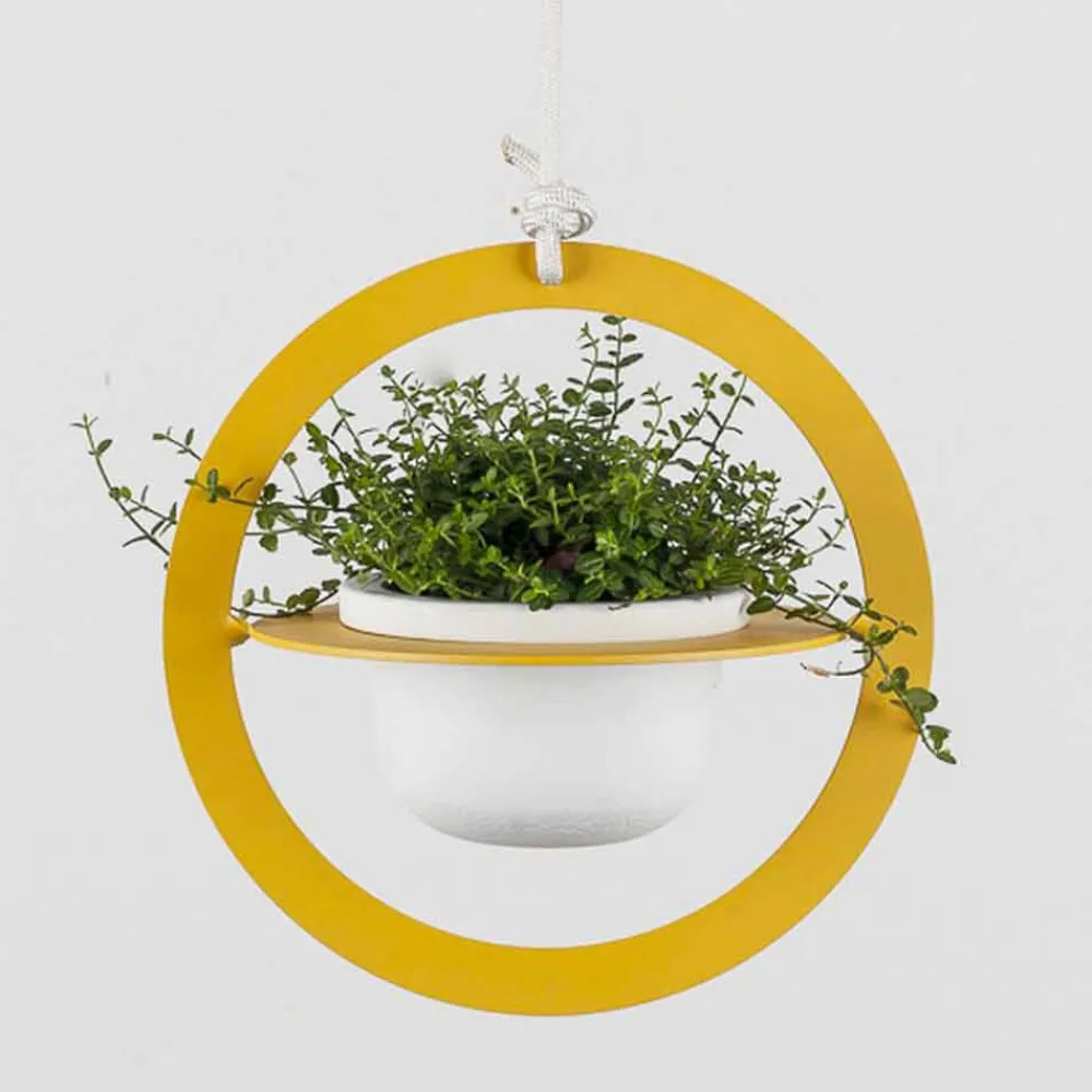 Viadurini Living Deko Vasen-Hängende Blumenvase aus Stahl und Keramik Made in Italy - Leotta