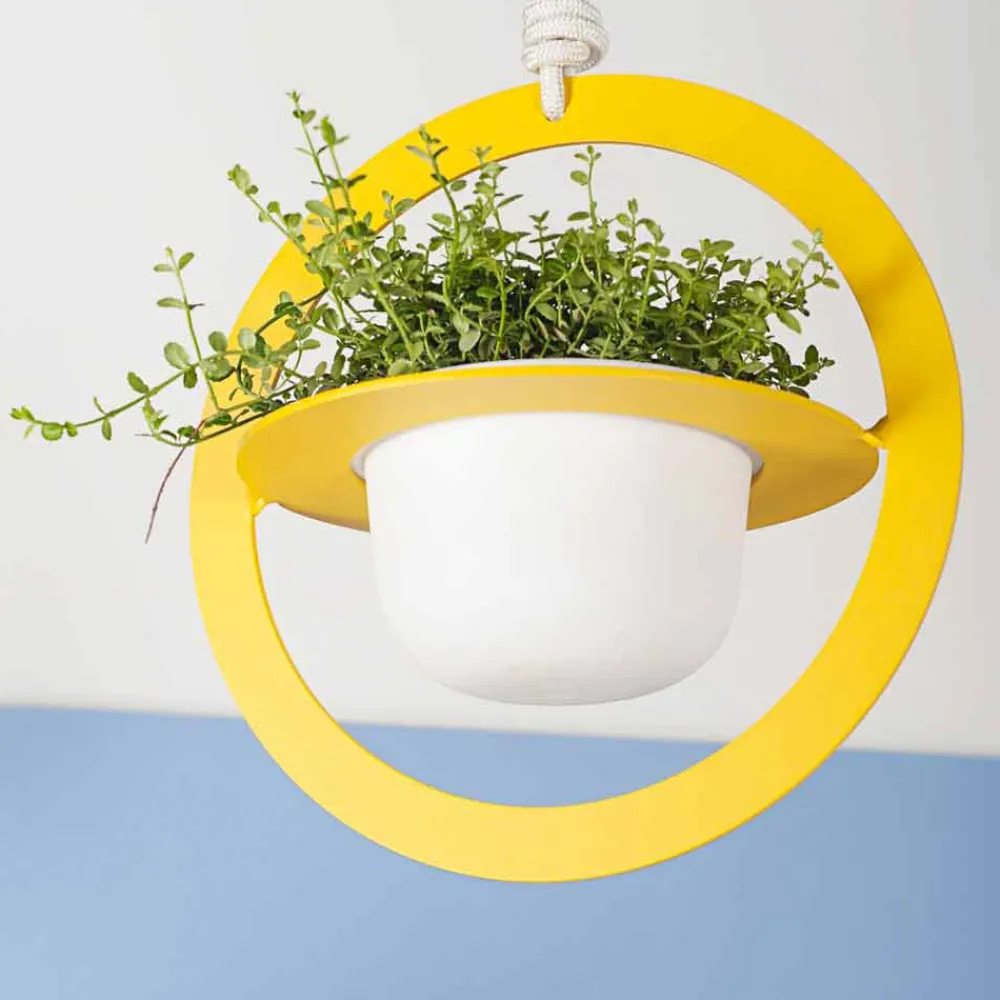 Viadurini Living Deko Vasen-Hängende Blumenvase aus Stahl und Keramik Made in Italy - Leotta