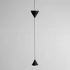 Viadurini Lighting Designer Pendelleuchten-Hängende Drahtlampe aus schwarzem Aluminium und Doppelkegel-Design - Mercado
