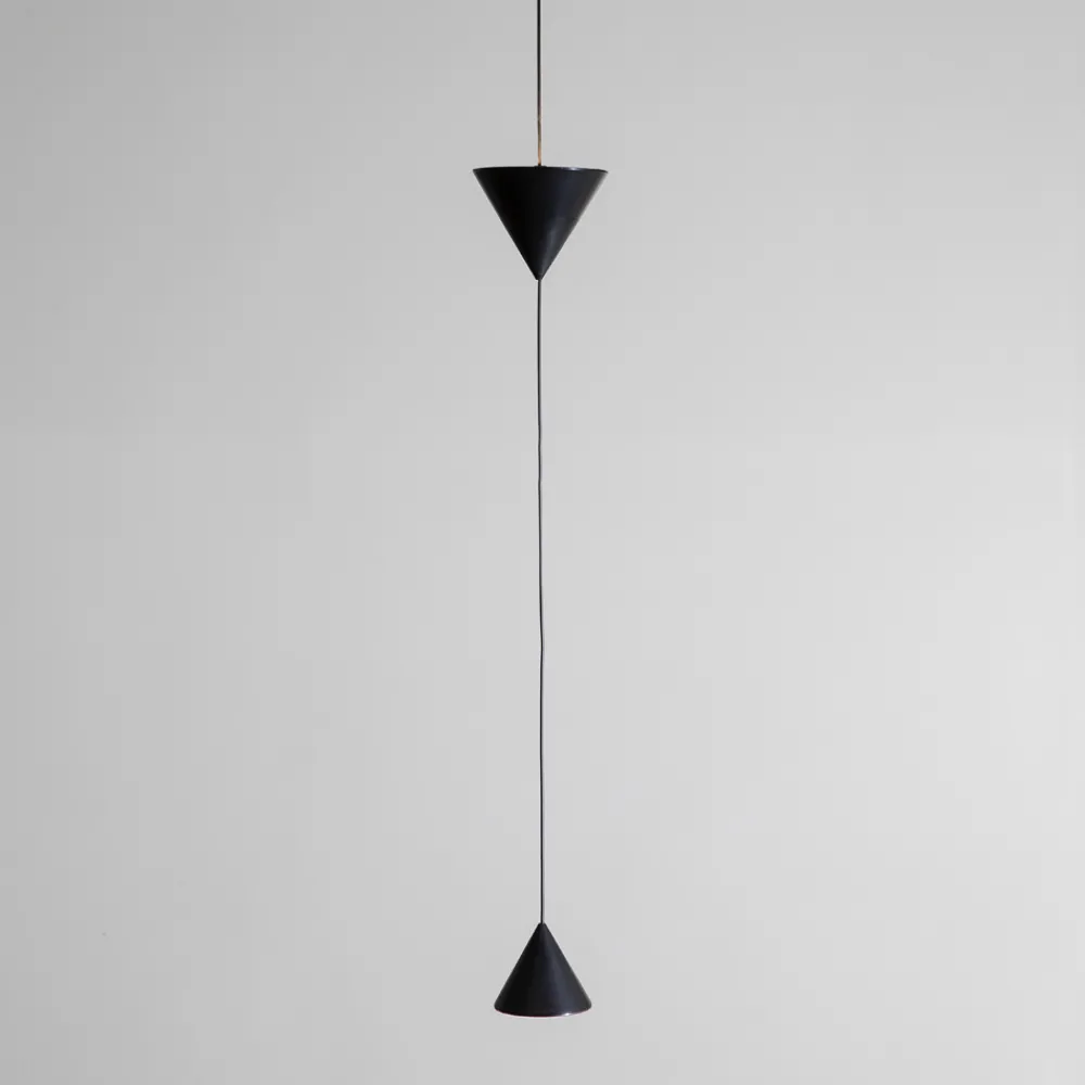 Viadurini Lighting Designer Pendelleuchten-Hängende Drahtlampe aus schwarzem Aluminium und Doppelkegel-Design - Mercado