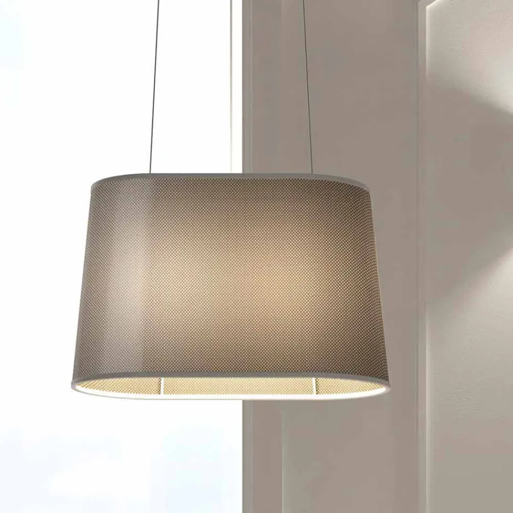 Viadurini Lighting Moderne Pendelleuchten-Hängende Metalllampe mit Netz- oder Leinenlampenschirm Made in Italy - Jump