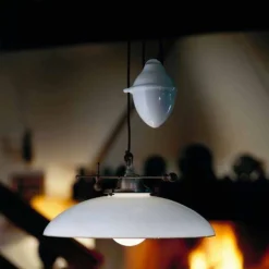 Il Fanale Pendelleuchten Vintage-Hängende Schiebelampe aus Messing und Muranoglas - Country von