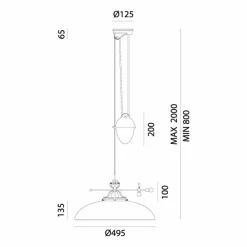 Il Fanale Pendelleuchten Vintage-Hängende Schiebelampe aus Messing und Muranoglas - Country von