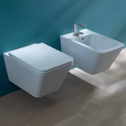 Viadurini Bathroom Wc-Hängende Toilettenschüssel, Keramik, modernes Design Sun Square, Italy