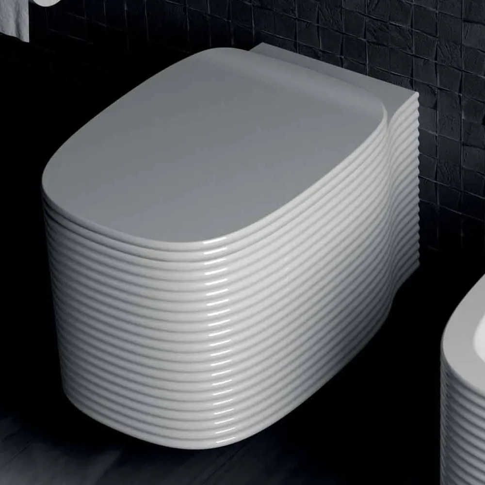 Viadurini Bathroom Wc-Hängende Vase in modernem Design aus Keramik, hergestellt in Italien, Amleto