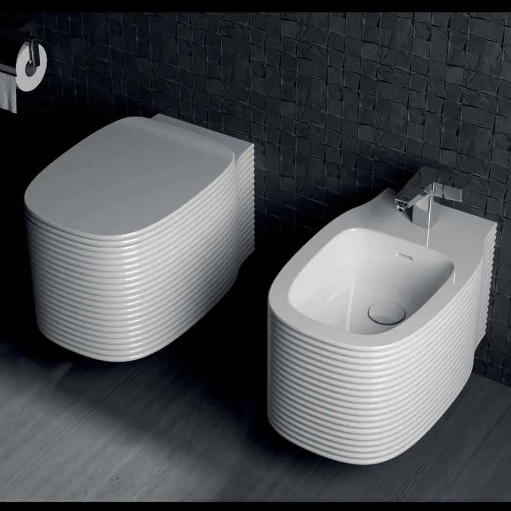 Viadurini Bathroom Wc-Hängende Vase in modernem Design aus Keramik, hergestellt in Italien, Amleto