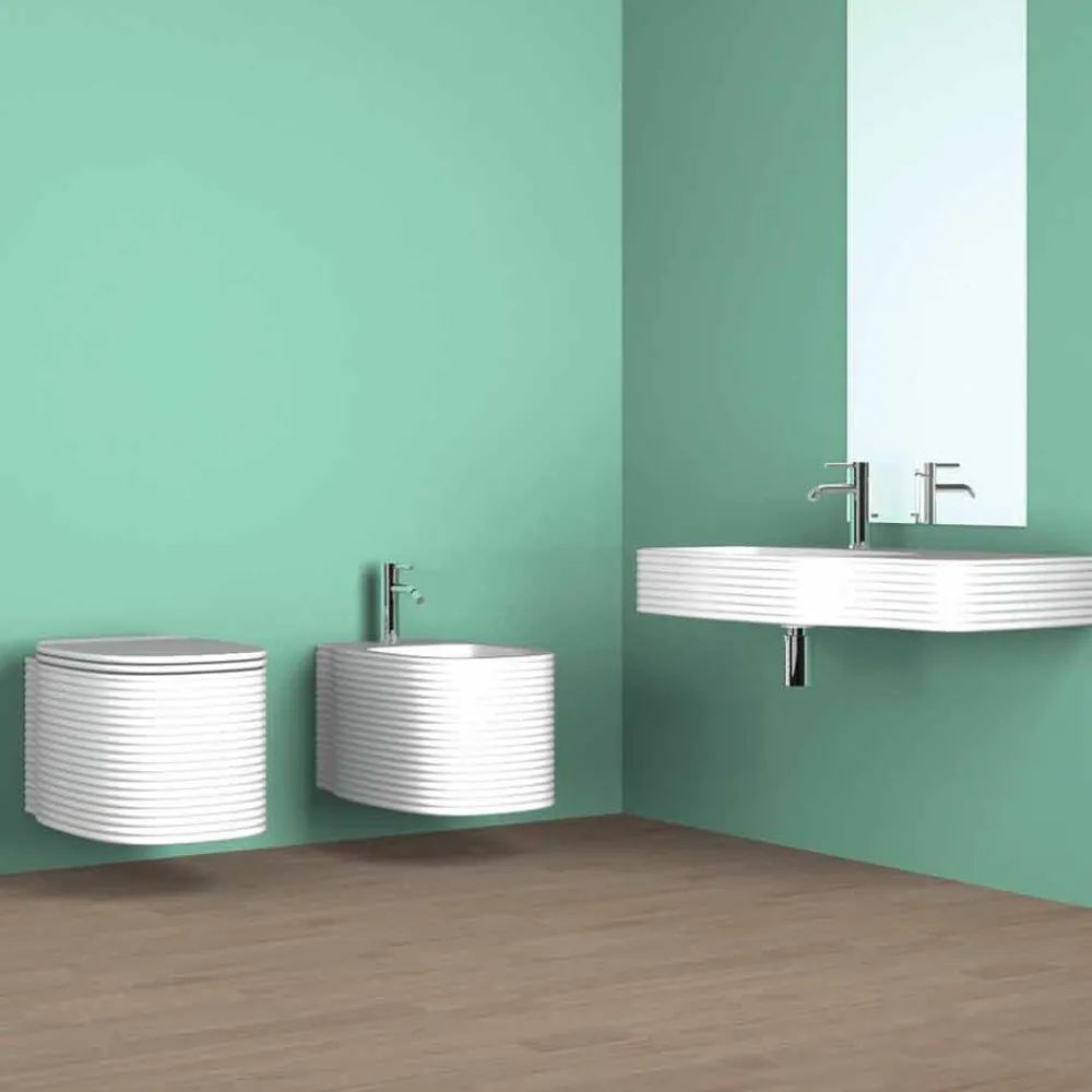 Viadurini Bathroom Wc-Hängende Vase in modernem Design aus Keramik, hergestellt in Italien, Amleto