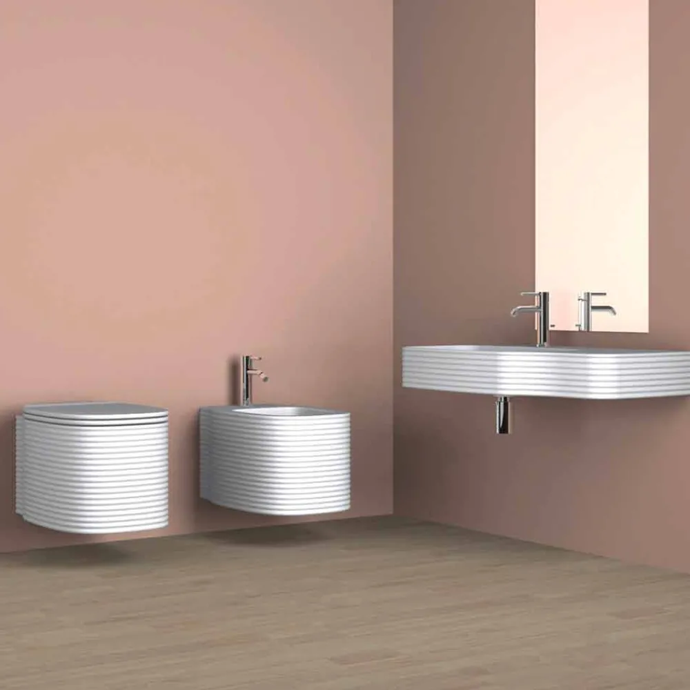 Viadurini Bathroom Wc-Hängende Vase in modernem Design aus Keramik, hergestellt in Italien, Amleto