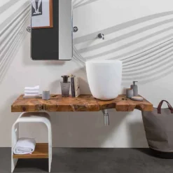 Viadurini Bathroom Badmöbel Hängend-Hängender Badezimmerschrank aus massivem Teakholz - Forest