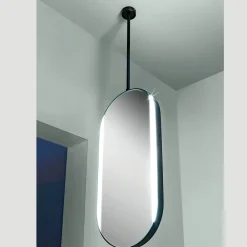 Viadurini Bathroom Badspiegel-Hängender Metallspiegel mit optionaler Beleuchtung, hergestellt in Italien – Amadeus