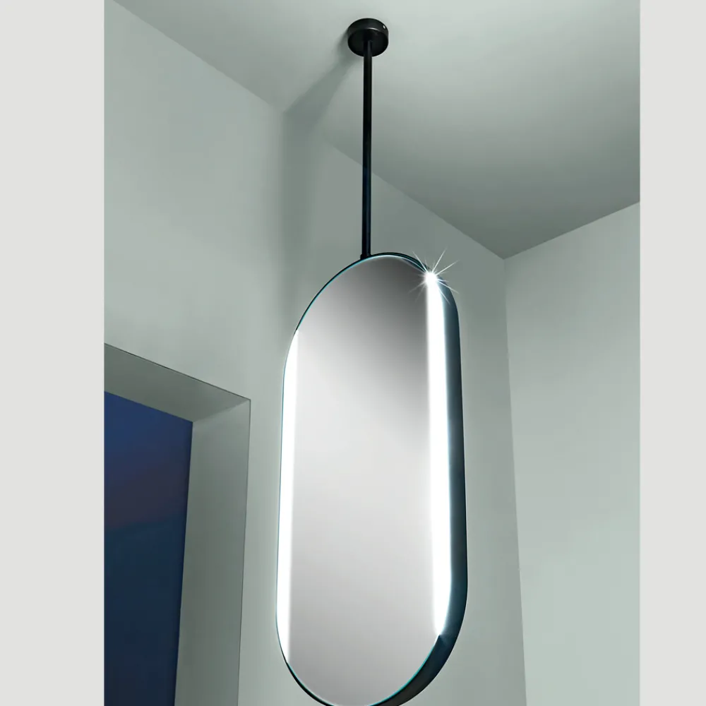 Viadurini Bathroom Badspiegel-Hängender Metallspiegel mit optionaler Beleuchtung, hergestellt in Italien – Amadeus