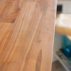 Viadurini Bathroom Badmöbel Hängend-Hängendes Aufsatzwaschbecken aus Streifenteakholz Norcia