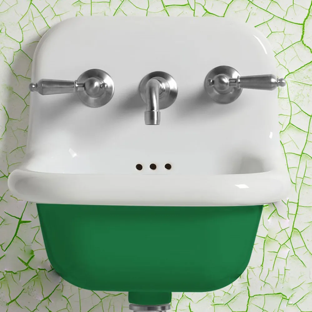 Viadurini Bathroom Vintage Waschbecken|Farbige Waschbecken-Hängendes Badezimmer-Waschbecken aus weißer und farbiger Keramik 42 cm - Meridiano