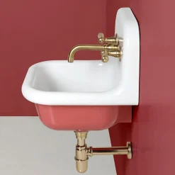 Viadurini Bathroom Vintage Waschbecken|Farbige Waschbecken-Hängendes Badezimmer-Waschbecken aus weißer und farbiger Keramik 42 cm - Meridiano